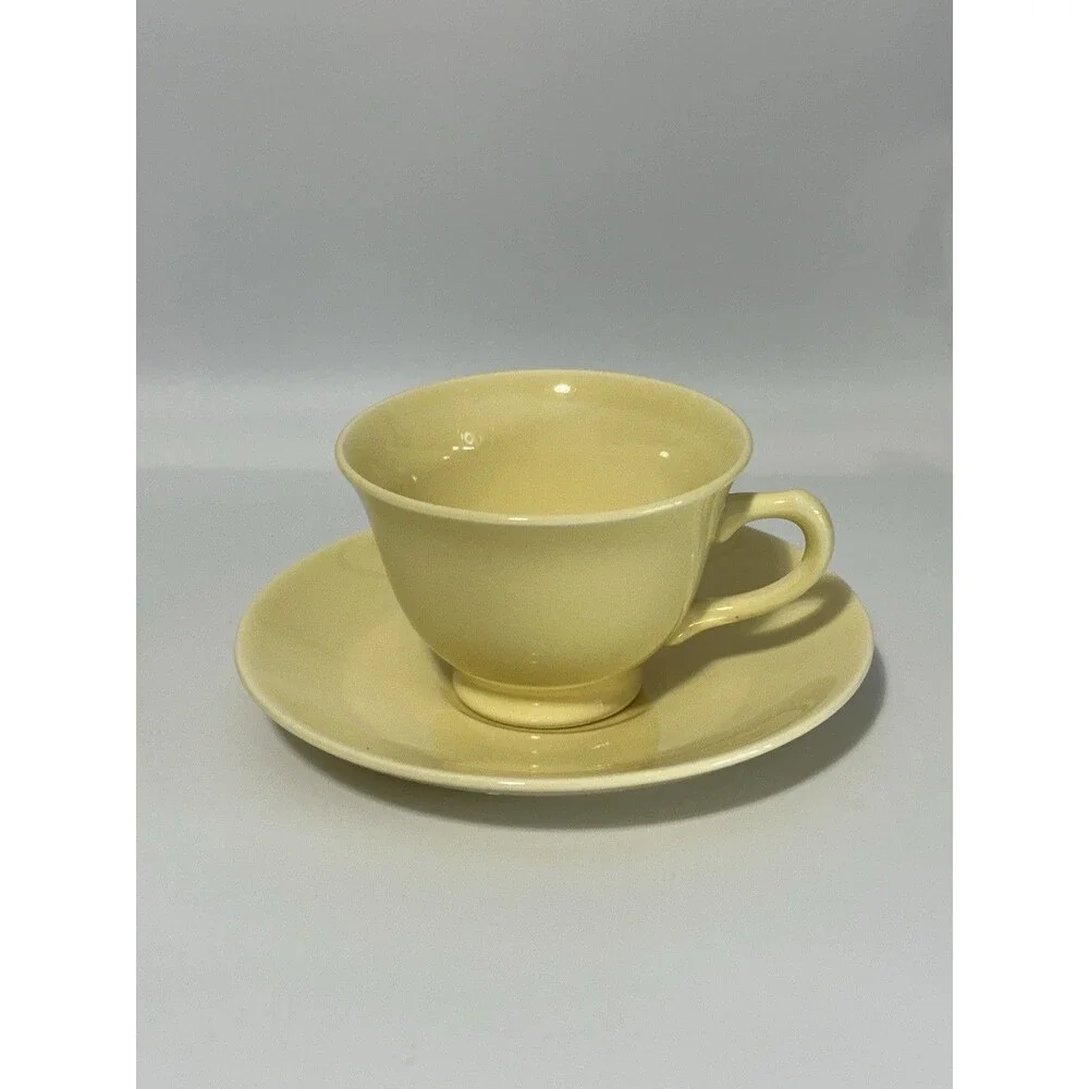 VTG LuRay Pastels TS&T Footed Cup & Saucer Set - Pastel Yellow